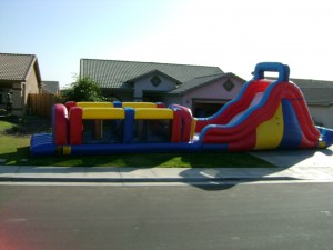 Large Inflatable Rental Setup for Homeowner